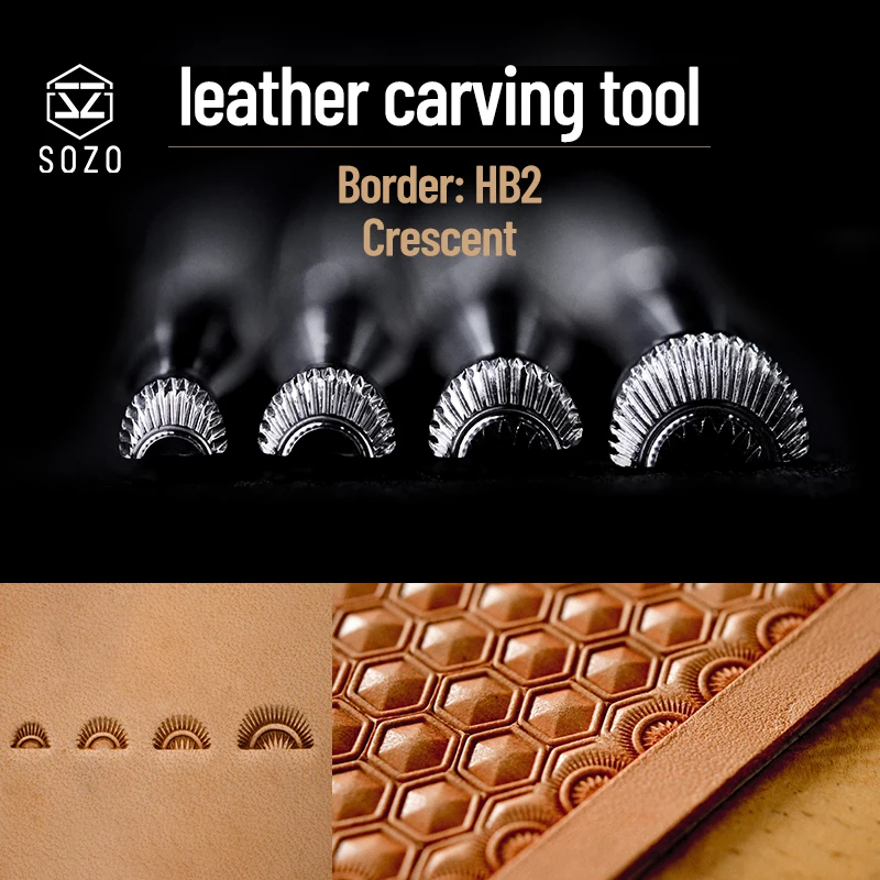 SOZO HB2 Leather Crescent  Decorative Border Work Stamping Tool Saddle Make Carving Pattern 304 Stainless Streel Stamps Printing