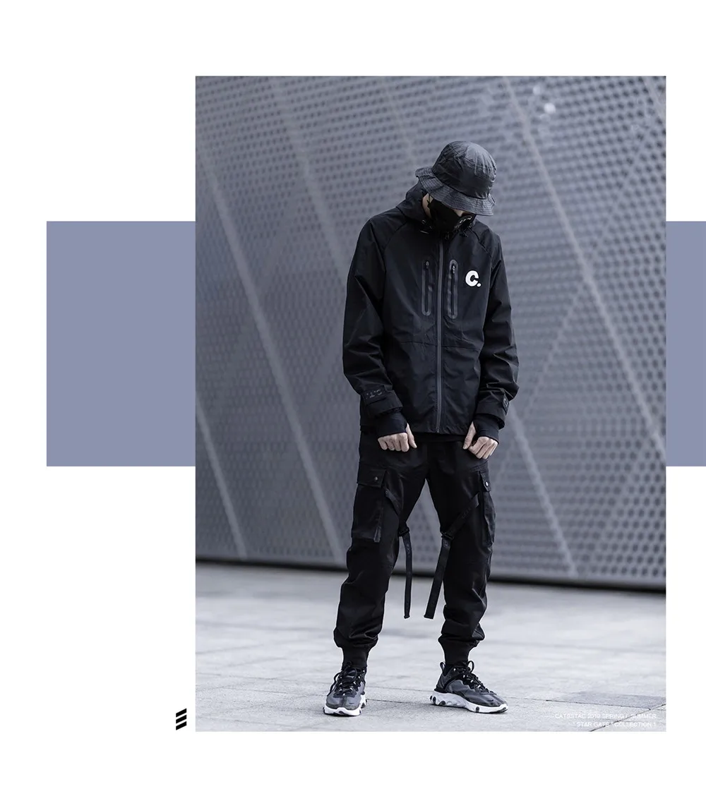 Светоотражающие Techwear Марка NEW FASHION Hi Street десант Для мужчин, спортивные штаны для бега черный гранж
