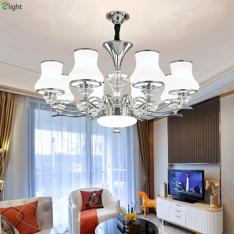 

Modern Chrome Led Pendant Light Lighting Crystal Living Room Led Pendant Chandelier Lamp Dining Room Led Hanging Lights Fixtures