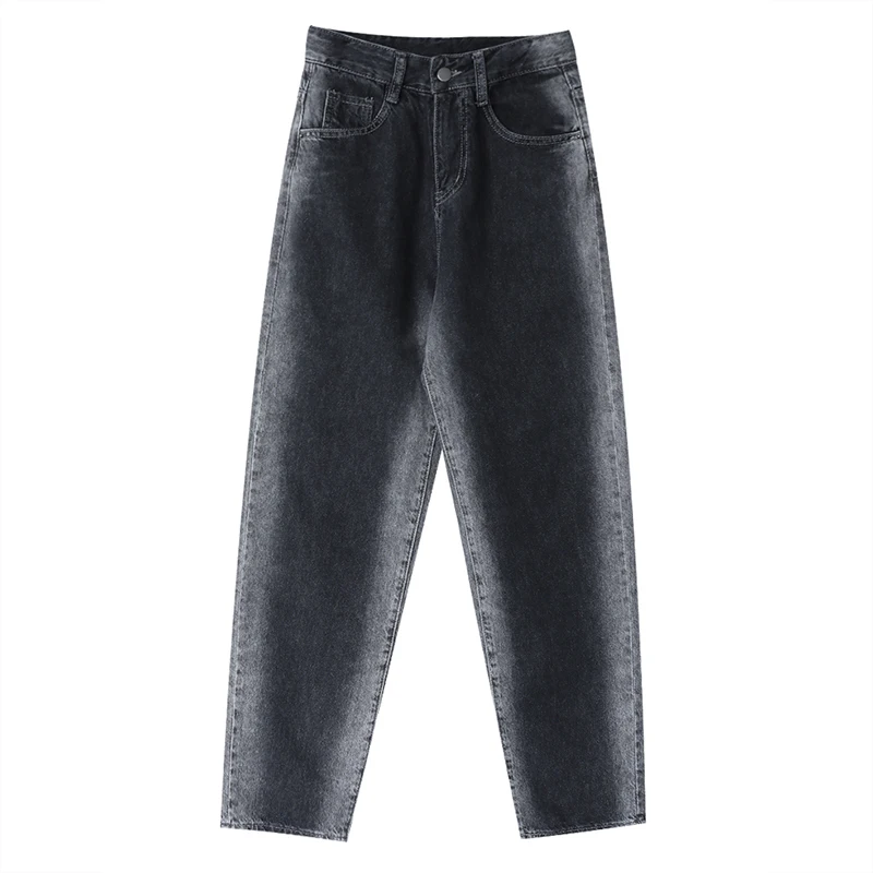 

[EAM] Black Denim Casual Do Old Loose High Waist Wide Leg Jeans New Loose Women Trousers Fashion Tide Spring Autumn 2021 1DD7632