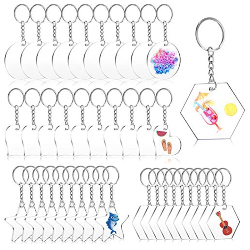 

40 Pieces Clear Keychain Blank Acrylic Blank Disc and40 Pieces Key Rings with Chain for Diy Projects andCrafts