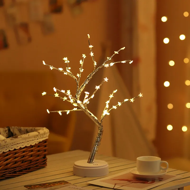 

108 светодиодный Рождественская Березовая елка, светящаяся подвеска, искусственное дерево, медная проволока, USB-ночник, переключатель света, ...