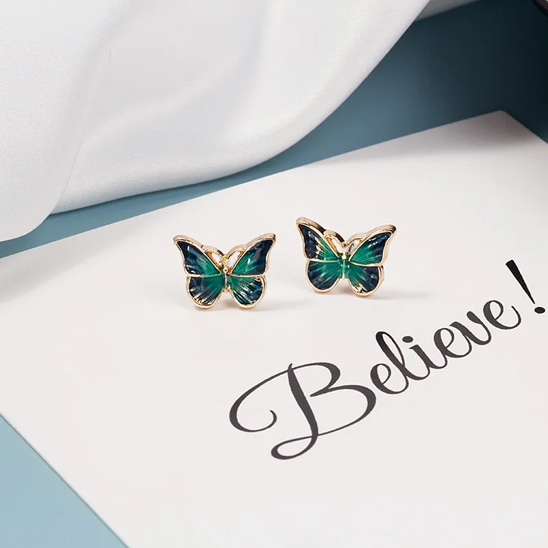 Женские серьги гвоздики с изображением бабочек|Серьги-гвоздики| |