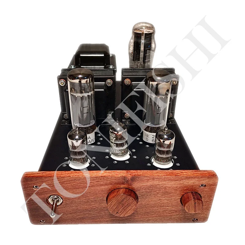 

EL34 single-ended HIFI power amplifier, all aluminum chassis, solid wood decorative panel, output power: 10W+10W