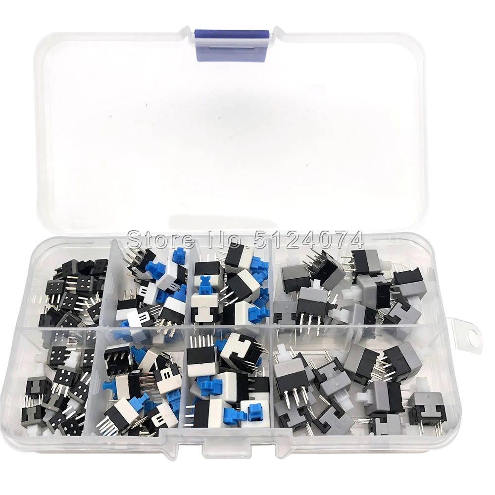 Разблокированный самоблокирующийся переключатель 80 шт./лот 8 видов/коробка с