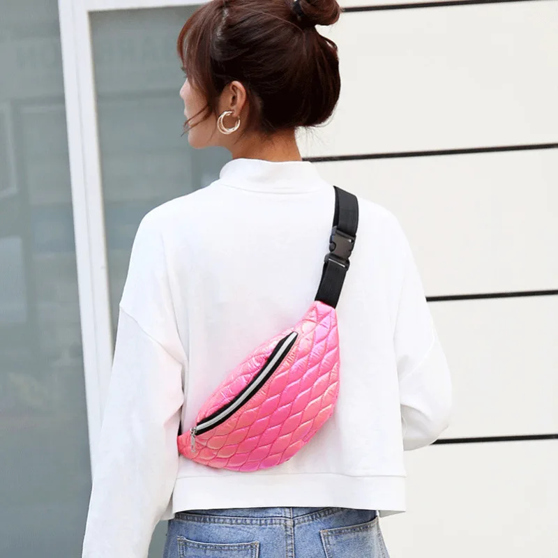 Женская поясная сумка ПУ Лазерная Сумочка на одно плечо грудь спортивная в стиле