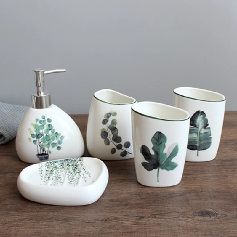 5 deli set bathroom Nordic ceramic accessory lotion bottle toothbrush holder soap dispenser home decoration | Дом и сад
