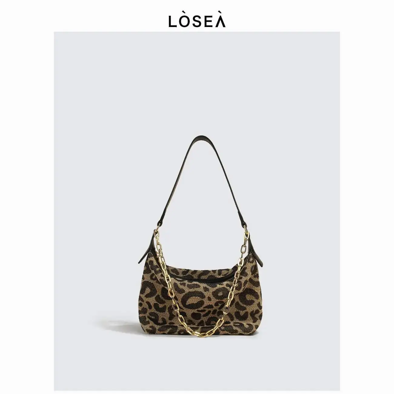 Leopard Print Tote Underarm Bag Luxury Brand Design Retro Chain Half moon Handbags Trendy Fashion Portable Shoulder Bags Women |