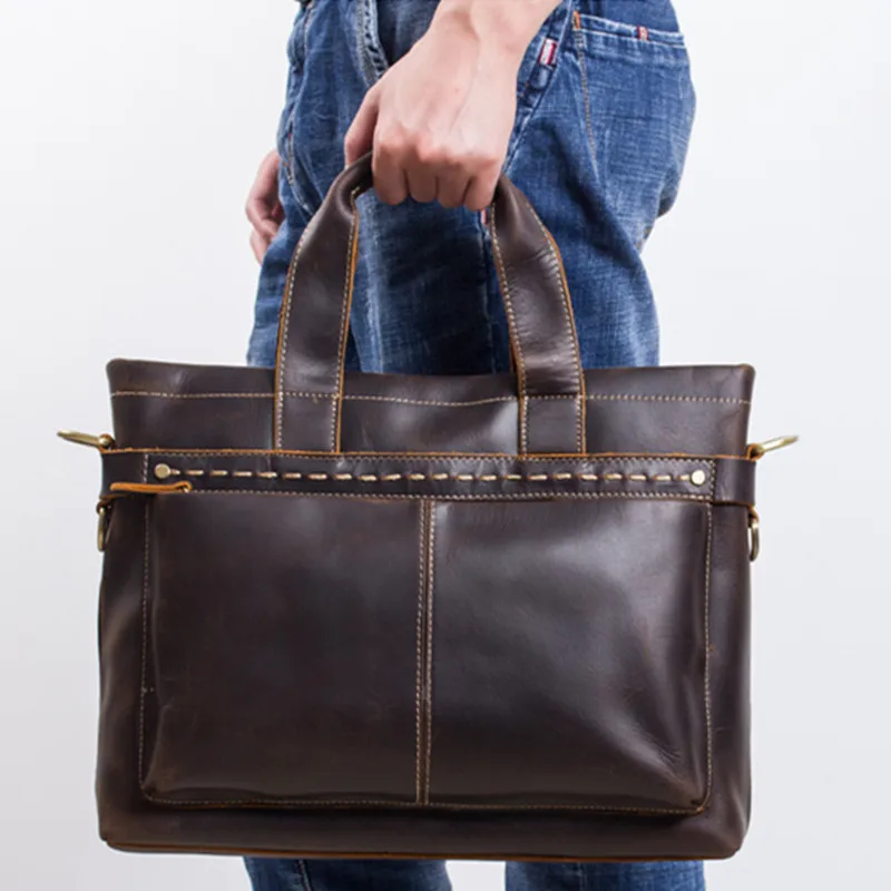 Мужские сумки из натуральной кожи с начесом роскошная модная сумка в стиле ретро