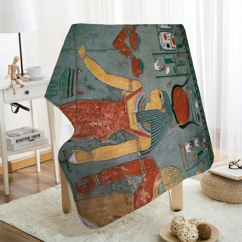 ?? 女性のための古代エジプトの田舎のポートレートブランケット,ベッドカバーのデザイン,ソファ用の豪華なチェック柄