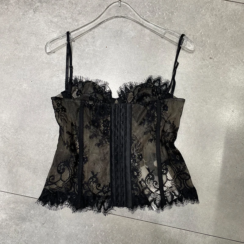 2021 Summer New Retro Underwear Lace Blouse Women's Slimming Short Strapless Top All-Matching Sexy Sling Bottom Shirt Tube Top