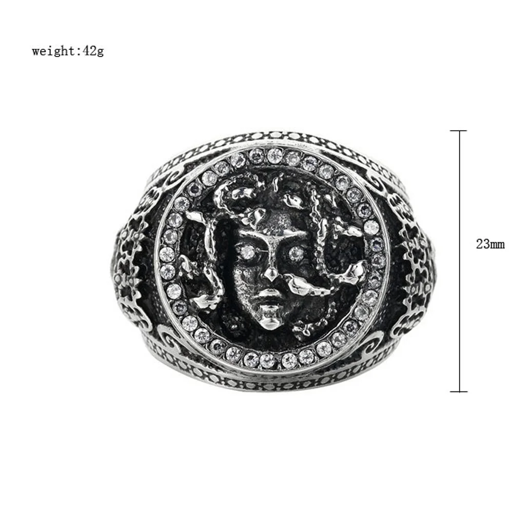 Мужское кольцо в виде змеи Medusa из нержавеющей стали с Медузой Горгоной