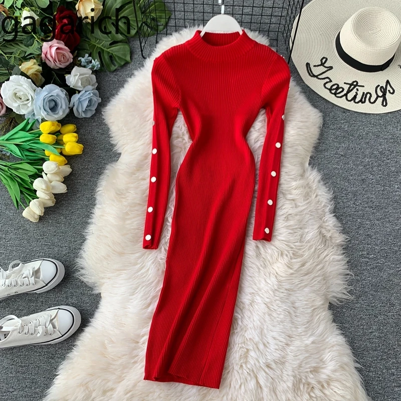 Женское трикотажное платье с длинным рукавом Gagarich однотонное стрейчевое средней