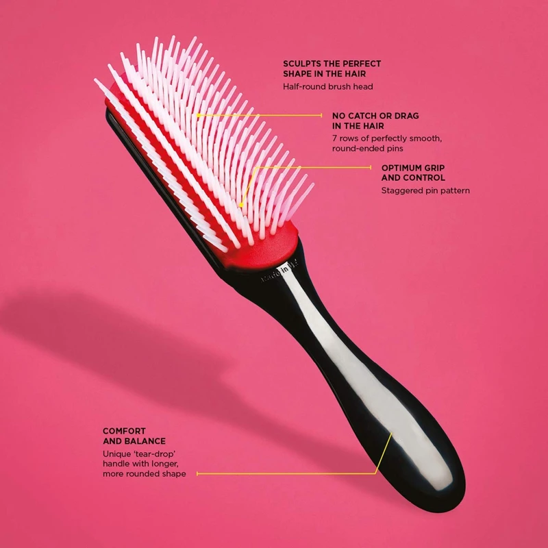 

Comb 9 Row D41 Women Styling Large Hair Brush for Detangling Volumizing-Anti-Static Rubber Pad - Nylon Bristle