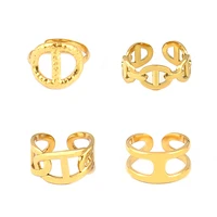 punk stainless steel rings women chain ring letter ring open rings for women geometric rings steel ring wholesale jewelry gifts