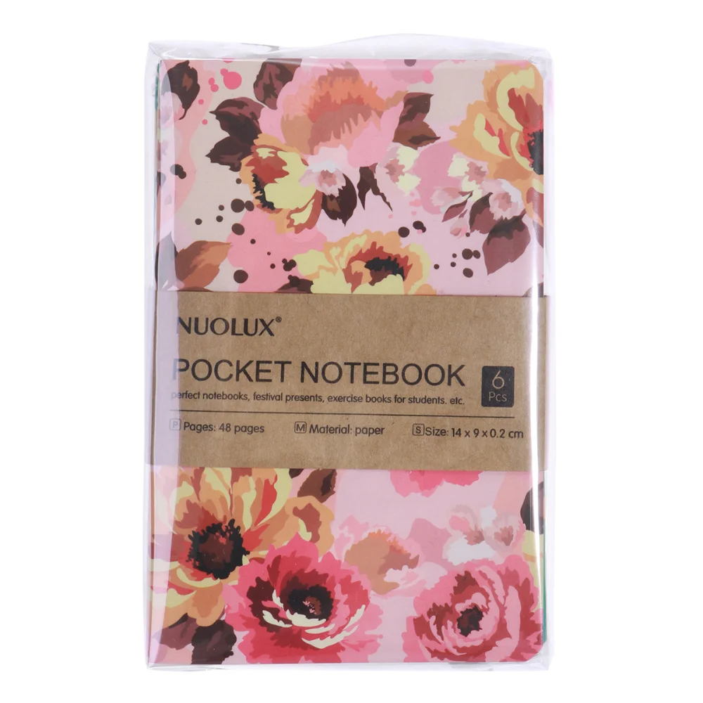 

NUOLUX 6 Pcs Pocket Notebook Premium Mini Ruled Paper Waterproof Cover Diary Journal Memo Book Notepad