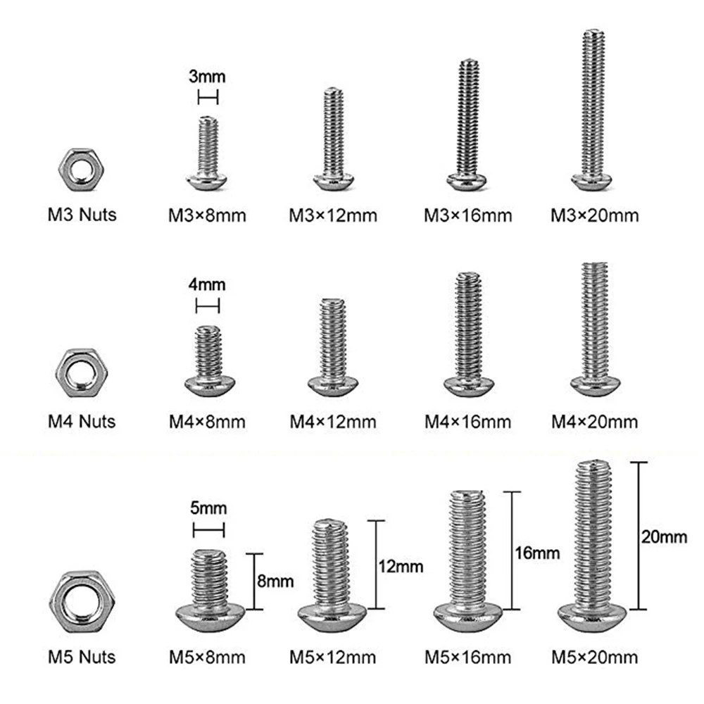 500Pcs M2 M3 M4 M5 Screws Socket Head 304 Countersunk Mounting Hardware Hexagonal Stainless Steel Bolt Nut Kit | Обустройство дома