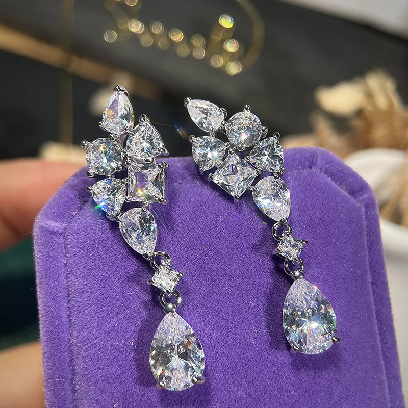 

Серьги-подвески женские из серебра 925 пробы с фианитами