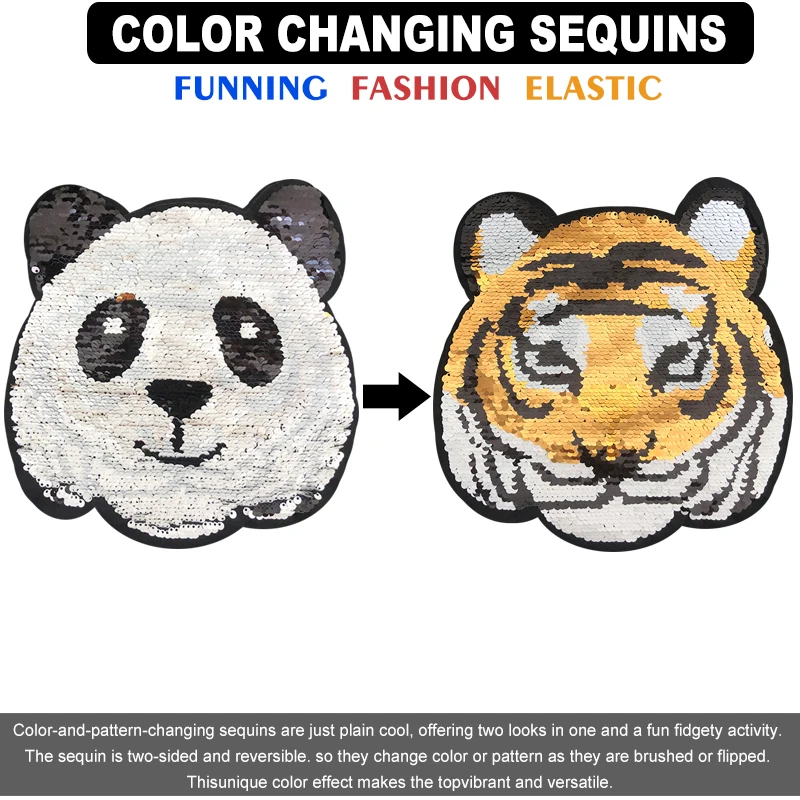 

PANDA-01 Reversible Change Color Sequins Changing Patterns Paste Apparel Fabrics Textiles Sequin Fabrics Polyester PET