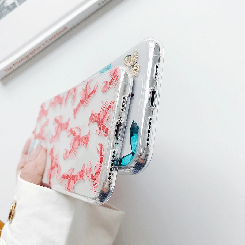 Мягкий ТПУ чехол s для iphone XR X XS Max 6 6S 7 8 Plus 11 11Pro Max простой милый чехол для телефона с рисунком бабочки Омаров
