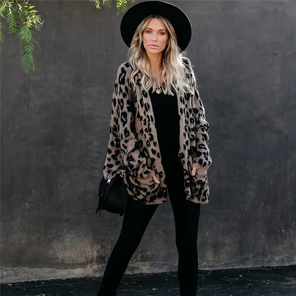 

2020 Women Sweater Newest Fashion Streetwear Patchwork Leopard