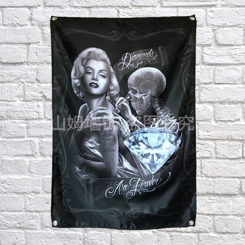 Marilyn Monroe Tattoos Poster Banners Bar Club Tattoo Studio Decor Hanging Painting Waterproof Cloth Polyester Fabric Flags | Дом и сад