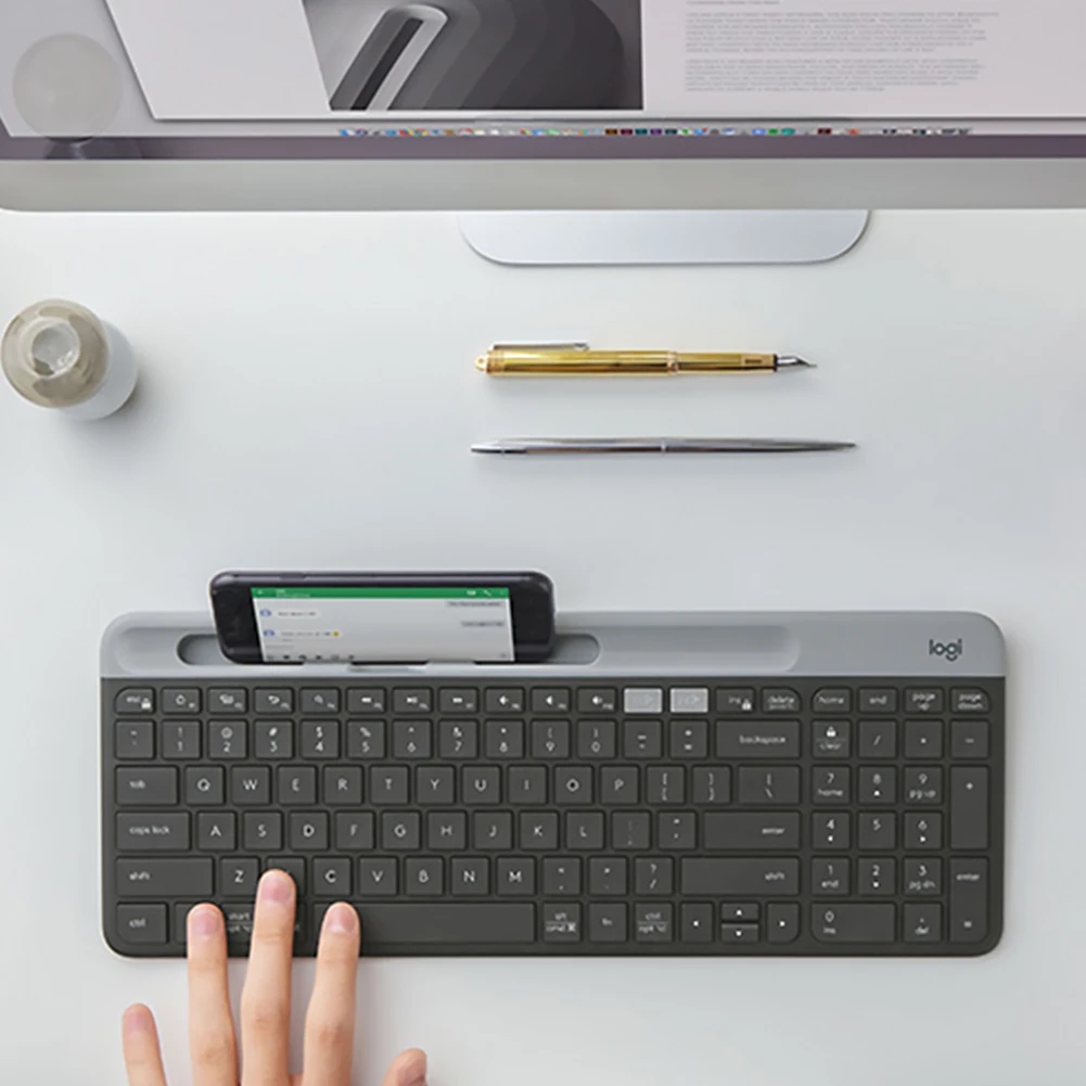 

Logitech K580 Ultra-thin 2.4G Wireless Keyboard Bluetooth Office Keyboards Unifying Dual Mode Multi-Device for Computer Tablet