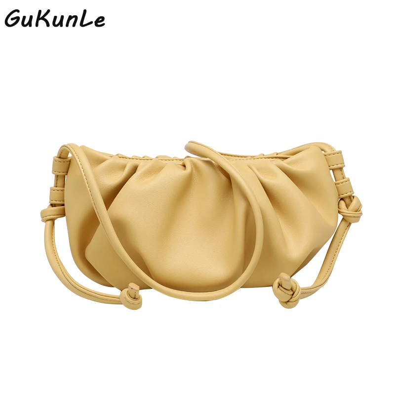 

High Quality Dumplings Bag Women Crossbody Shoulder Messenger Bag Fashion Cloud Bags Female Clutch Bags Pouch Yellow Pink White