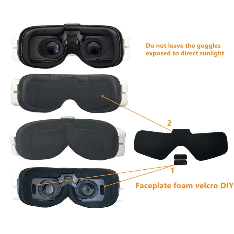 Толстые поролоновые прокладки для очков FPV 3 шт. черные удобные в носке|Корпусы