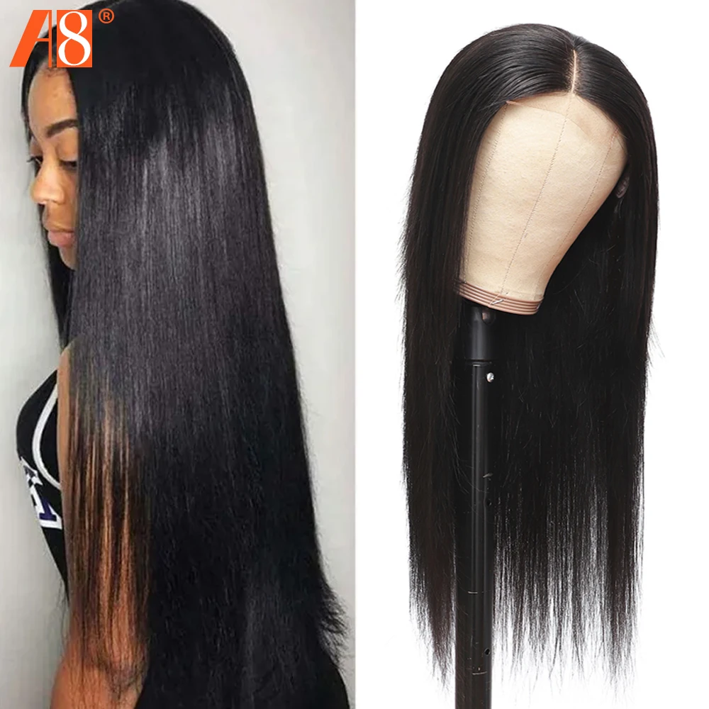 

4x4 Straight Human Hair Lace Wig 150% Density Lace Closure Wig Brazlian Hair Wig Frontal Lace Wig For Black Women