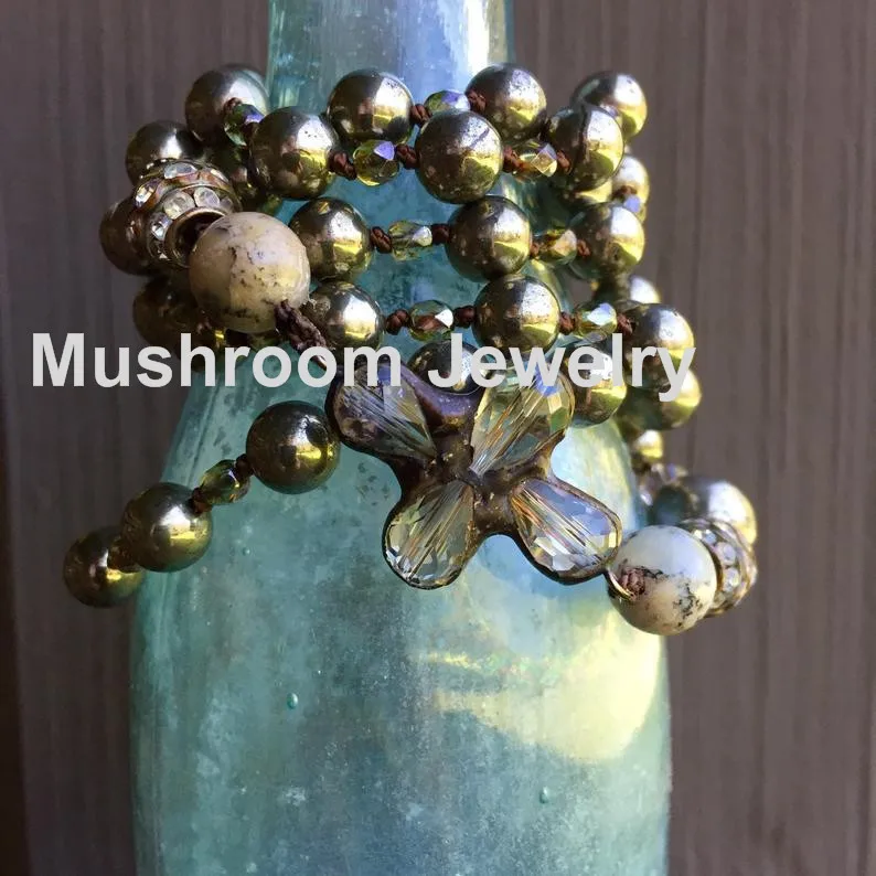 

Bohemian Knot Pyrite Stone Bead Jewellry Dalicate Necklace