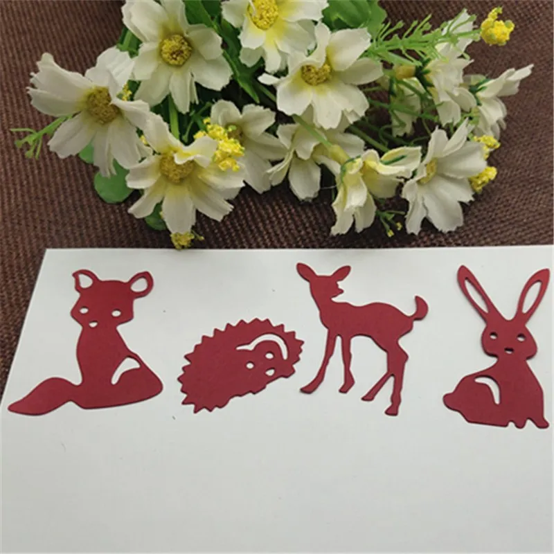 4 шт. металлические трафареты для резки кролика лисы оленя|Вырубные штампы| |