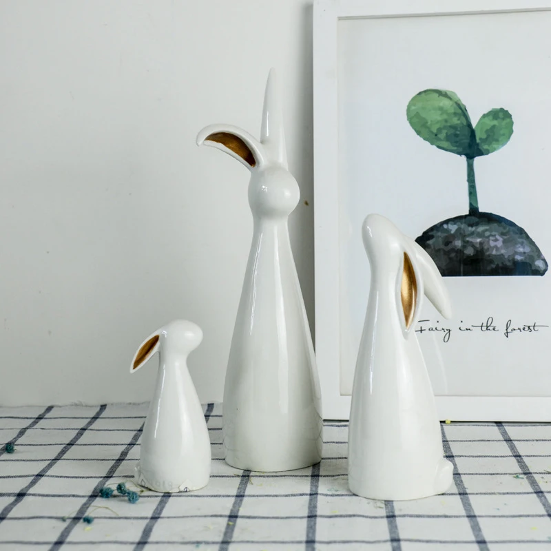 Милые миниатюрные фигурки зайчика скандинавские керамические кролика для дома и