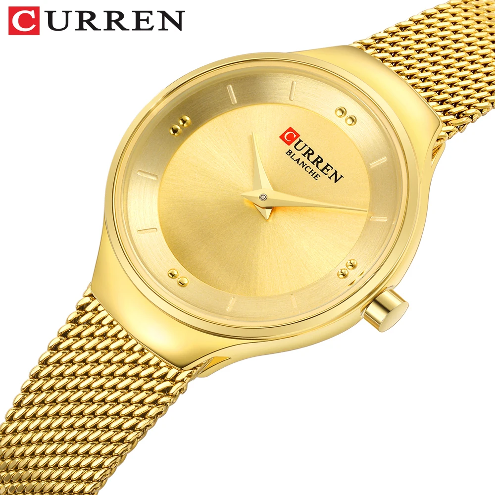 

CURREN New Gold Women Watches Top Brand Luxury Business Quartz Watch Slim Ladies Female Wrist Watch Girl Clock Relogio Feminin