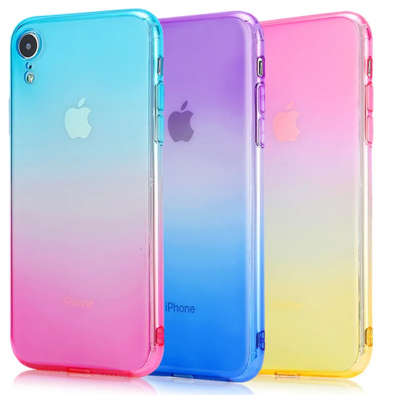 Чехол для мобильного телефона с градиентом iPhone X XS XR XSMax 8 7 6 6splus 5 5S 5SE прозрачный