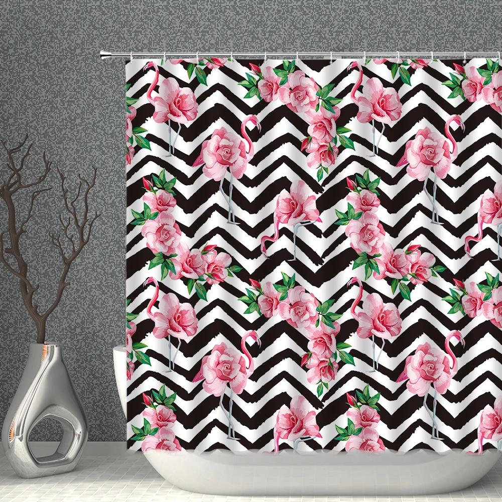 

Flower Shower Curtain Plant Bathroom Curtain Bath Decor Spring Summer Natural Scenery Waterproof Polyester Home Decoration Set