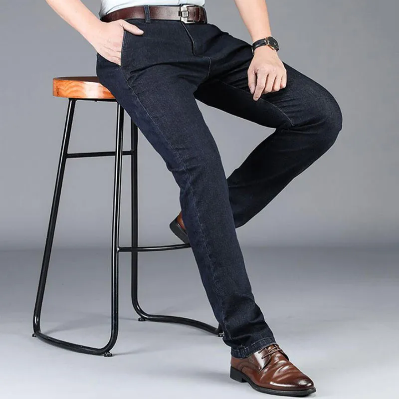 Цвет: черные синие джинсы мужские осень и зима новые повседневные мужские джинсы тонкие модные трендовые брюки мужские Стрейчевые джинсы