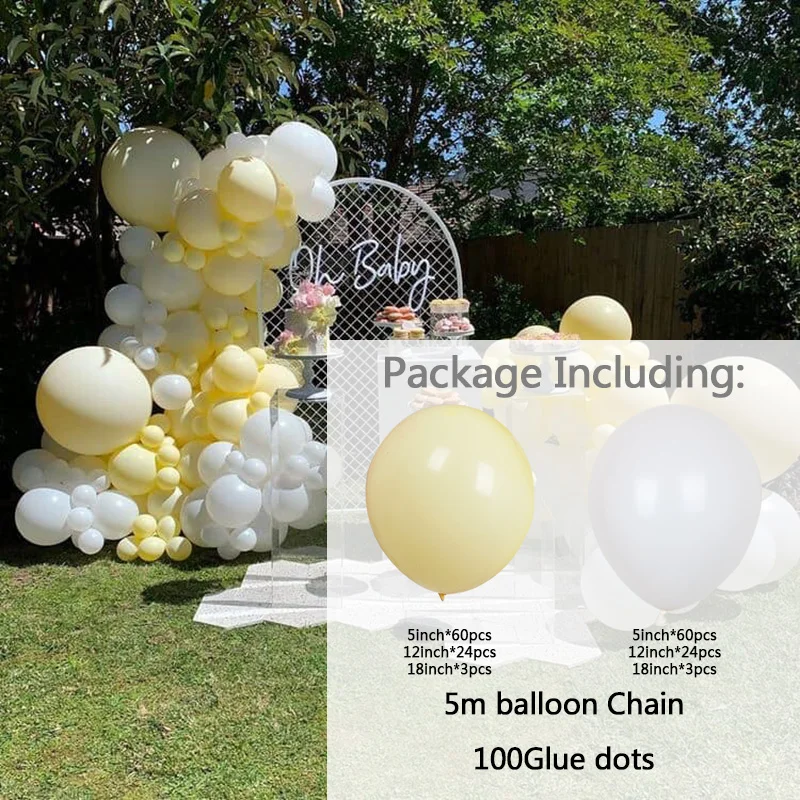 Globos de l&aacute;tex Macaron Wihte para decoraci&oacute;n de fiestas, kit de guirnalda para Arco, Color caramelo, Baby Shower, boda, cumplea&ntilde;os, 176 piezas-1