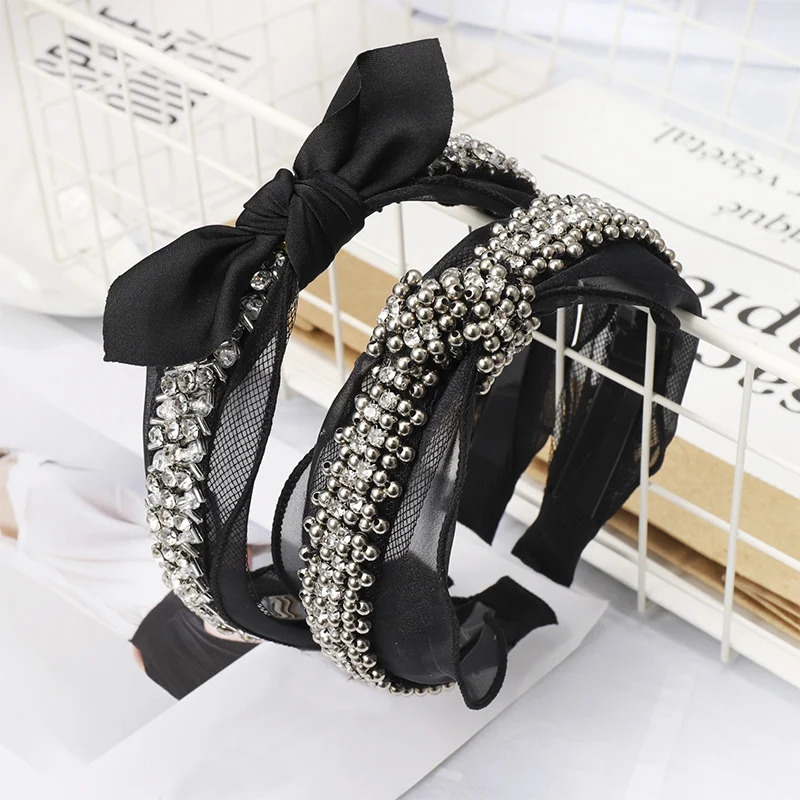 Модные богемные элегантные стразы металлические бусины жемчужная Черная