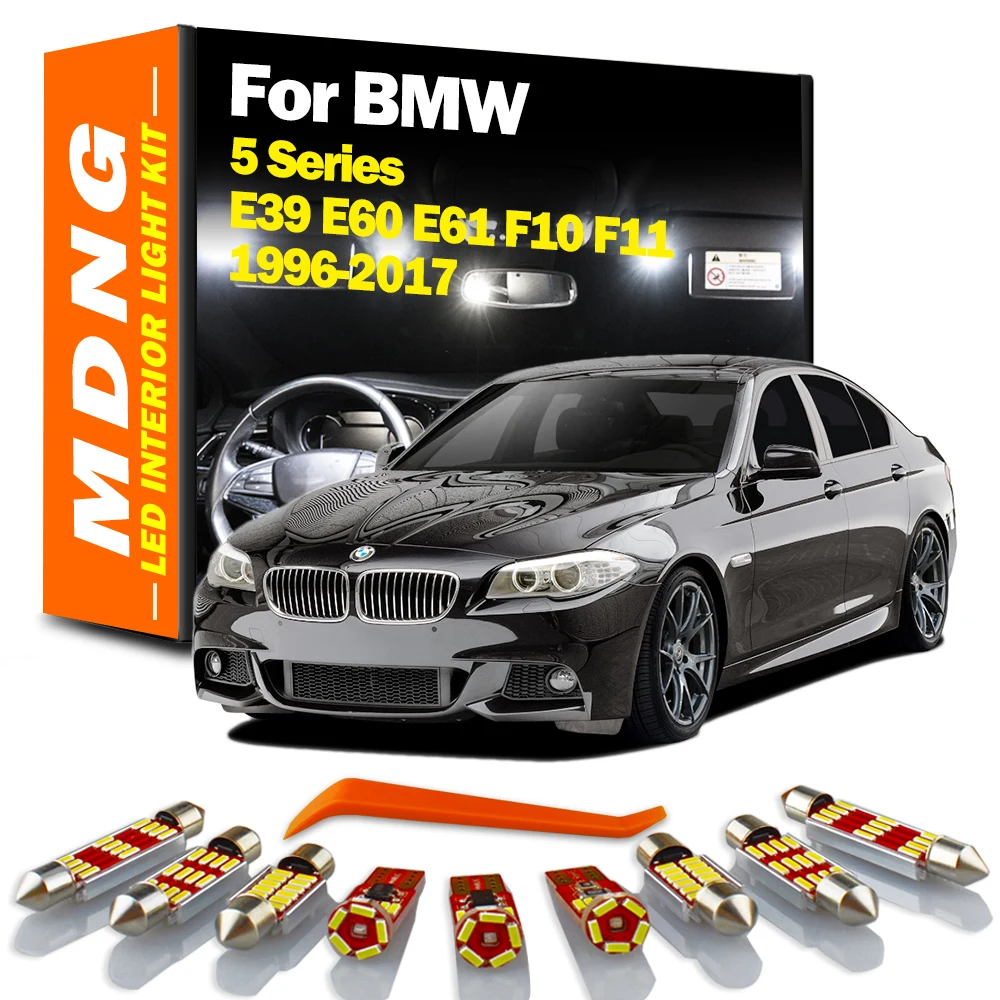 

MDNG Canbus Auto Bulb Accessories For BMW 5 Series E39 E60 E61 F10 F11 1996-2017 LED Interior Map Dome Trunk Glove Box Light Kit