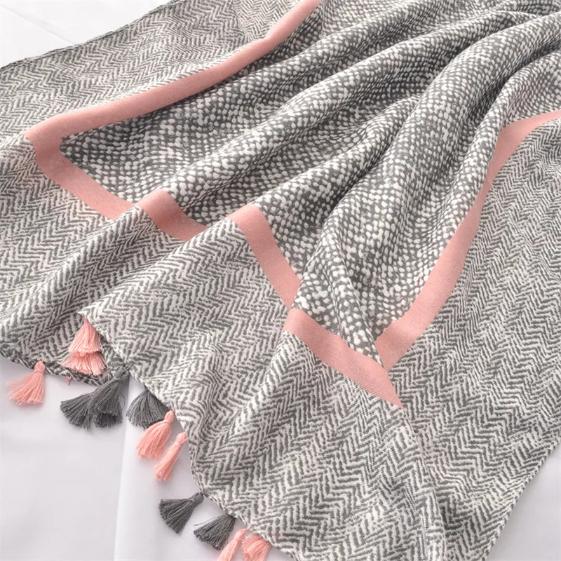 2020 Женская ацтекская Мода леопардовая Зебра кисточка вискозная шаль шарф осень