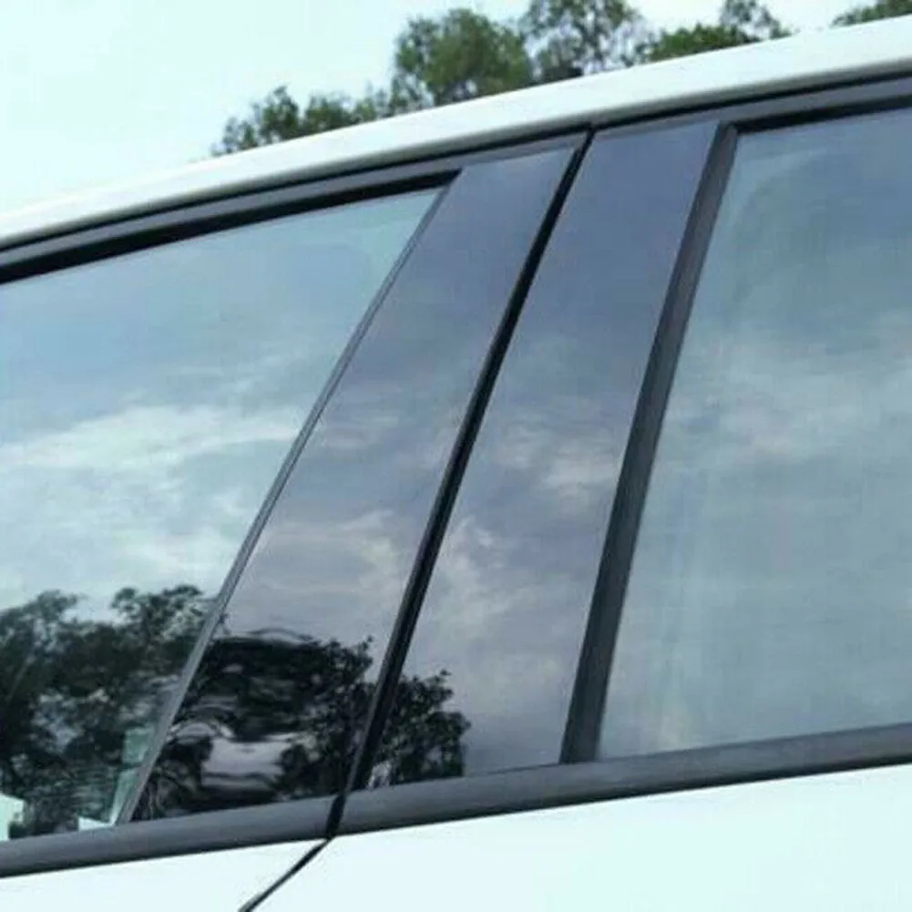 

6pcs/Set Pillar Stickers Accessories Black Glossy Finish Door Trim Never Fade