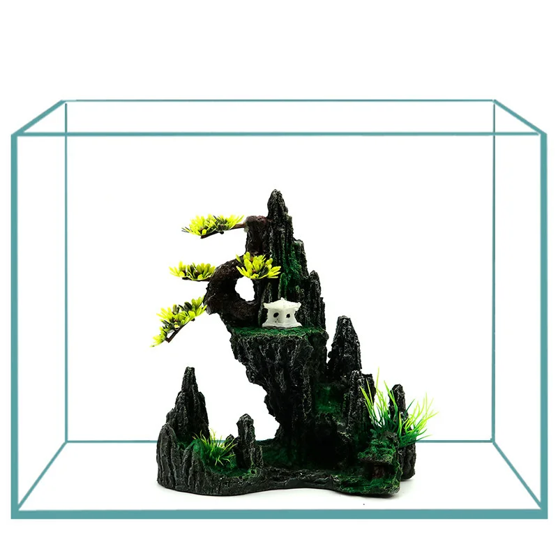 

1pcs Aquarium Accessories Decoration Artificial Resin Mountain Fish Tank Landscaping Decorative Rocks Ornaments Aquascape Decor