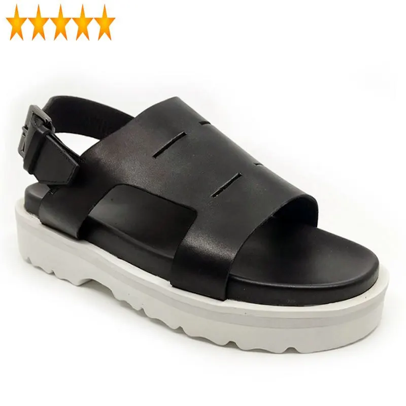 

Sandal Gladiator Summer Men Beach Thick Bottom Genuine Leather Shoes Mens Fashion Outside Casual Non-Slip Open Toe Roman Sandals