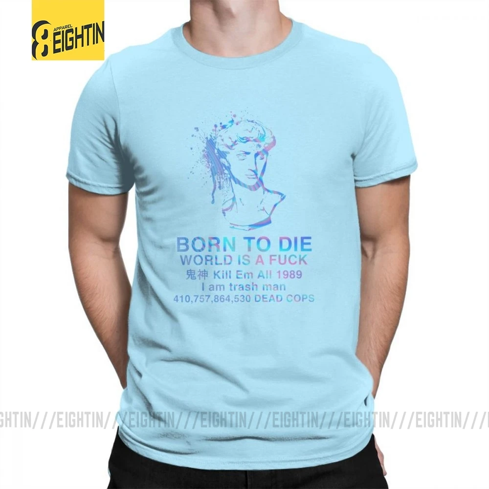 Vaporwave, футболки, Born to Die, футболки, большой размер, хлопок, мужские футболки с круглым воротником, графические, короткий рукав, стильные, уникальные - Цвет: Небесно-голубой