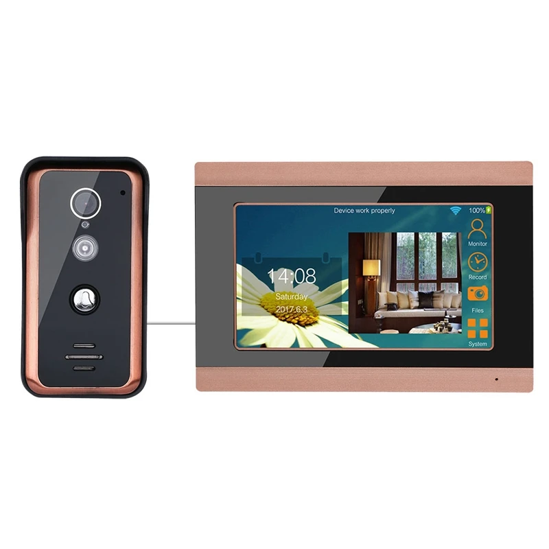 Mountainone 7 дюймов Проводной видео дверной звонок Беспроводной Wi Fi управление с