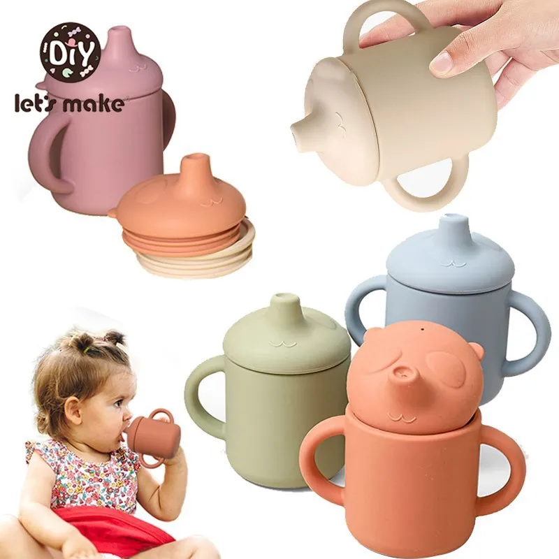 

Let's Make Baby Feeding Cups Cute Cartoon Baby Learning Cups Silicone Panda Baby Bottle Food Grade Toddler Drinking Learning Cup