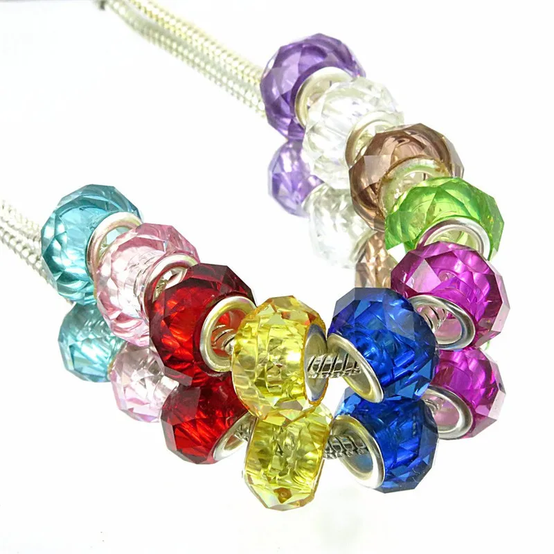 20 шт Хрустальные Граненые стеклянные бусины с большим отверстием подходят для