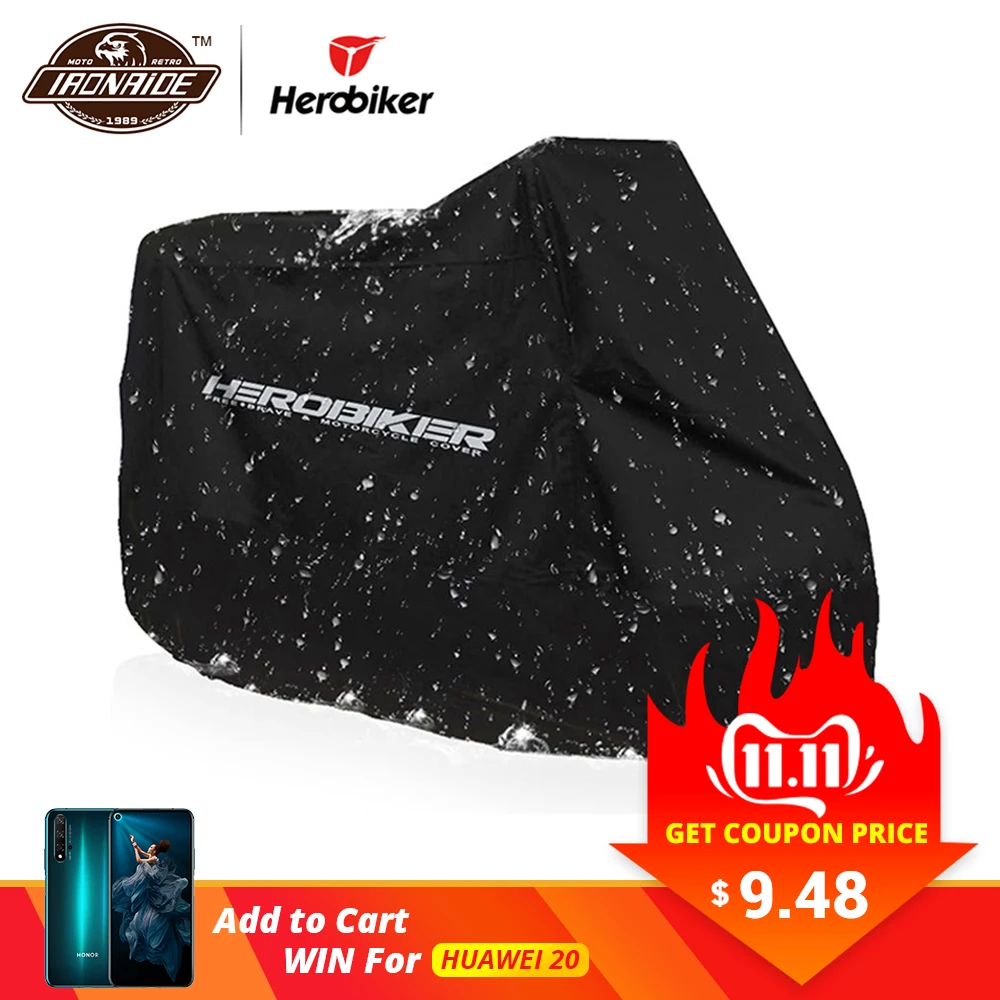 HEROBIKER мотоциклетный чехол для мотоцикла, водонепроницаемый пылезащитный чехол для мотоцикла, защита от УФ-лучей, для улицы, для внутреннего мотоцикла, скутер, дождевик