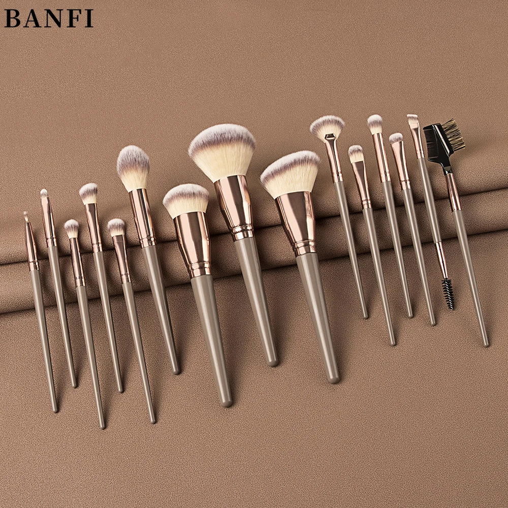 

BANFI Professional Women Makeup Brushes High Quality Thick Bristles Powder Foundation Eyemakeup Cosmetic Beauty Make Up Tool